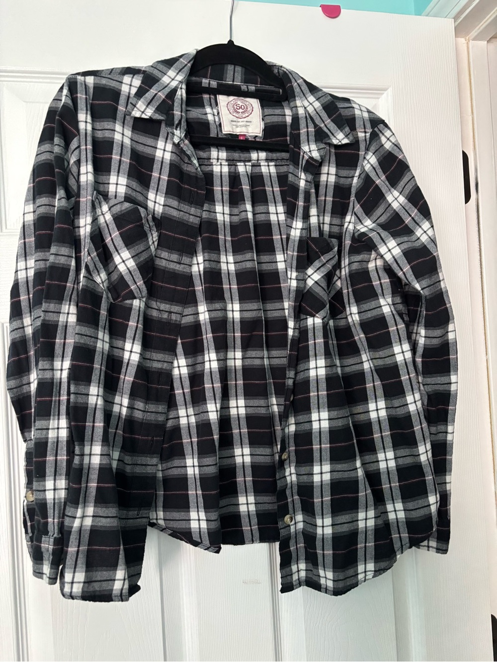 SO Black and White Plaid Shirt